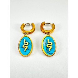 Rose Mavi Yılan Detaylı Küpe